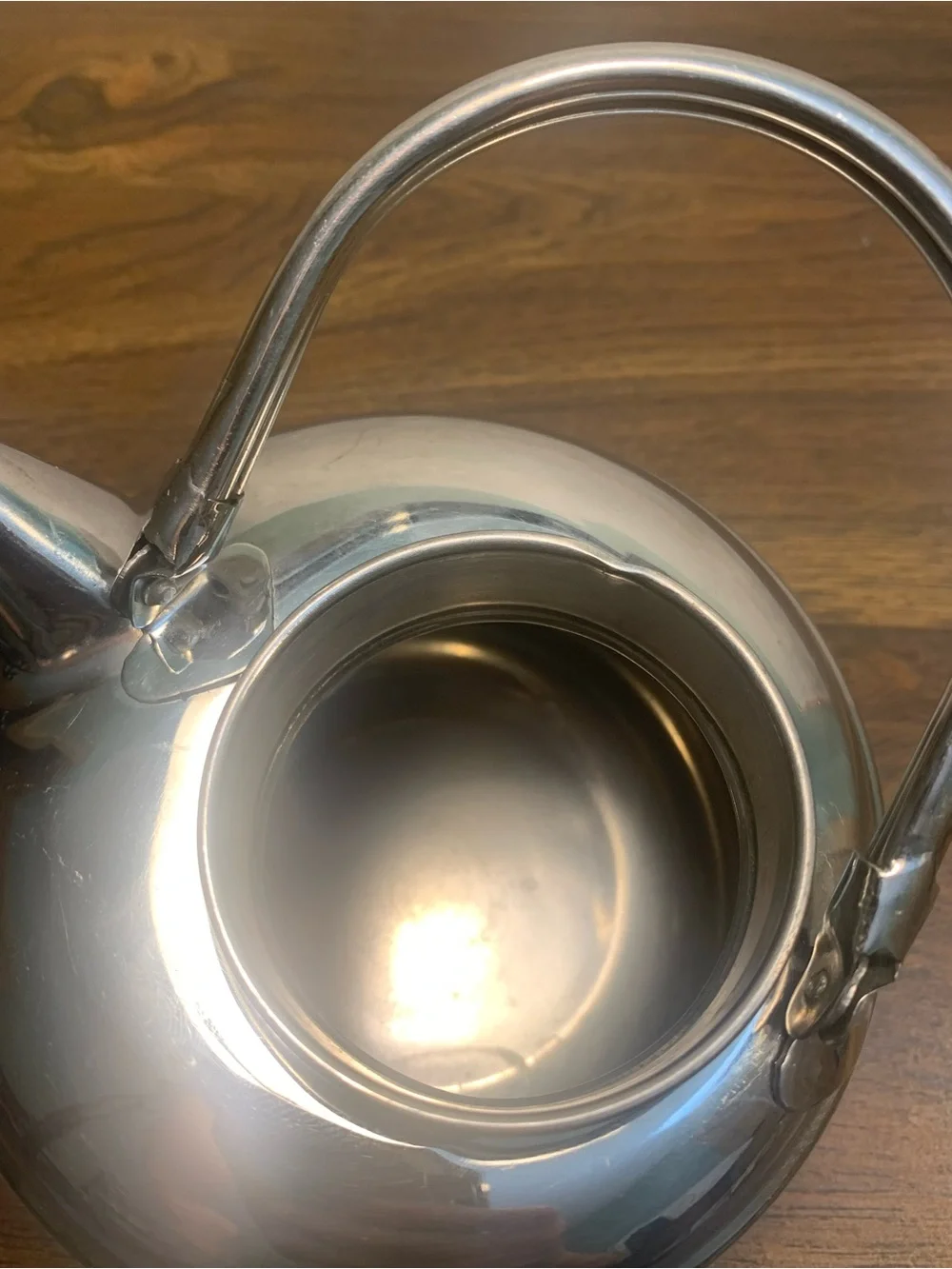 Stainless Steel Squat Camp Kettle Teapot with Hinged Latch Etched Lid